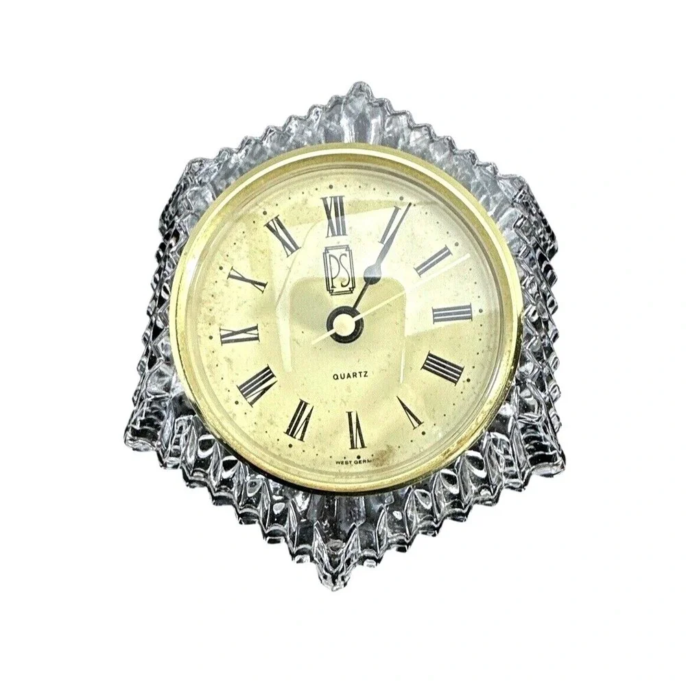 PS West Germany Quartz Clock Crystal Table Desk Decor‎ Vintage Retro